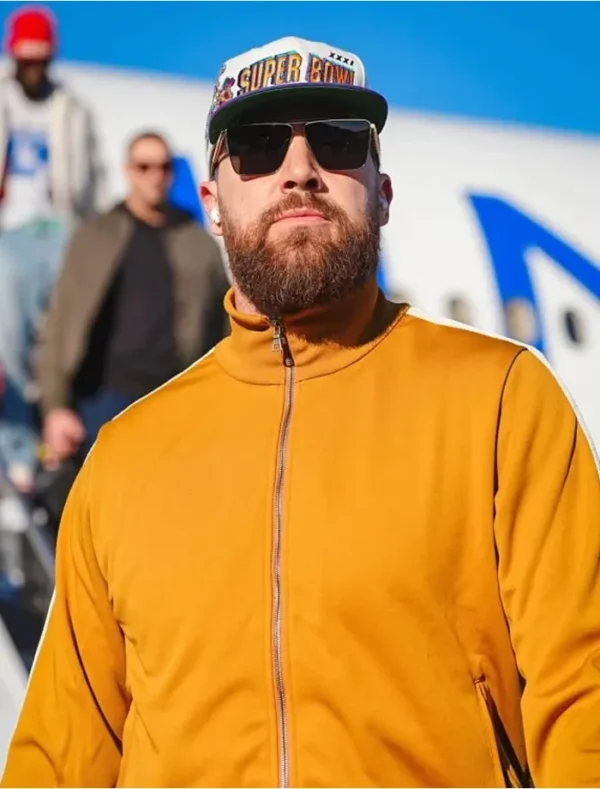 Travis Kelce Super Bowl LIX Team Arrivals Tracksuit Front