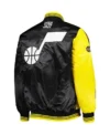 Utah Jazz Black And Yellow Bomber Full Snap Jacket Back