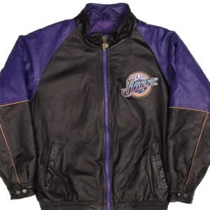 Utah Jazz Black Vintage Leather Full Zipper Jacket