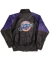 Utah Jazz Black Vintage Leather Full Zipper Jacket Back