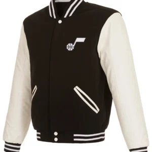 Utah Jazz Brown And White Varsity Wool Jacket