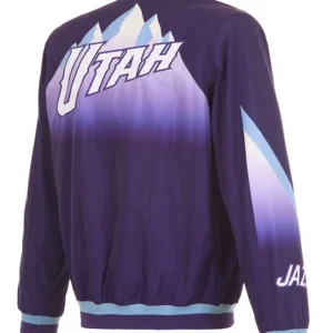 Utah Jazz Purple Bomber Full Zipper Jacket Back