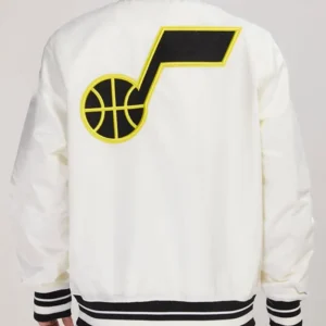 Utah Jazz White Wool Varsity Jacket Back