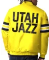 Utah Jazz Yellow And Black Varsity Wool Jacket Back