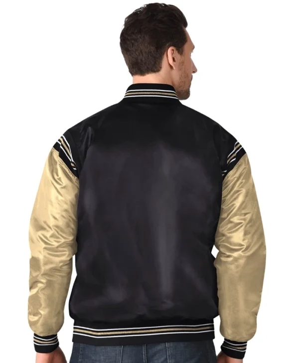 Vegas Golden Knights Black And Gold Satin Jacket Back