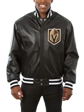 Vegas Golden Knights Black Leather Jacket