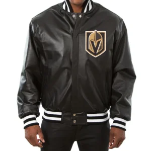 Vegas Golden Knights Black Leather Jacket