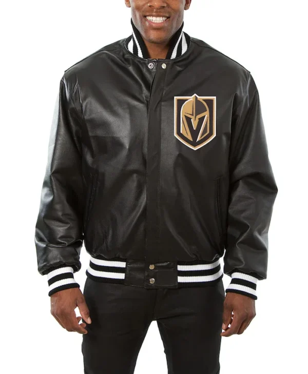 Vegas Golden Knights Black Leather Jacket