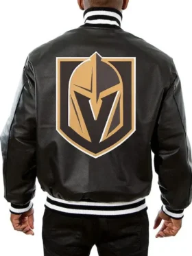 Vegas Golden Knights Black Leather Jacket Back