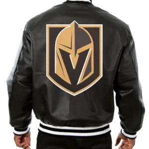 Vegas Golden Knights Black Leather Jacket Back