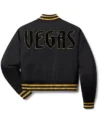 Vegas Golden Knights Black Letterman Jacket Back