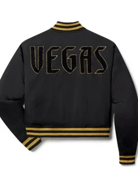 Vegas Golden Knights Black Letterman Jacket Back