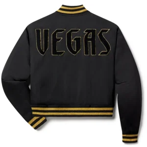 Vegas Golden Knights Black Letterman Jacket Back