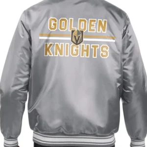 Vegas Golden Knights Grey Satin Jacket Back