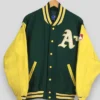 Vintage 90s Oakland Athletics Leather Bomber Varsity Jacket