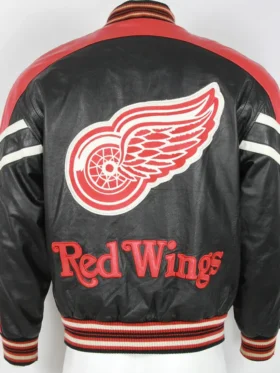 Vintage Detroit Red Wings Leather Jacket Back