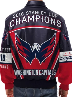 Washington Capitals Champions Leather Jacket Back