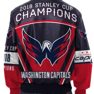 Washington Capitals Champions Leather Jacket Back