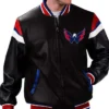 Washington Capitals Leather Bomber Zipper Jacket