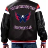 Washington Capitals Leather Bomber Zipper Jacket Back