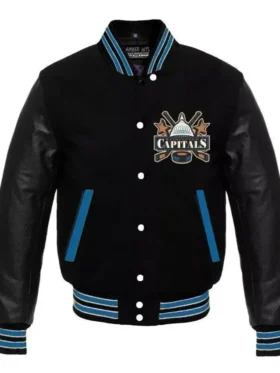 Washington Capitals Letterman Black Varsity Jacket