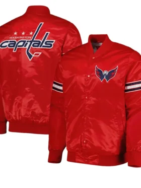 Washington Capitals Satin Red Bomber Jacket