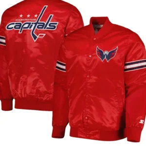 Washington Capitals Satin Red Bomber Jacket