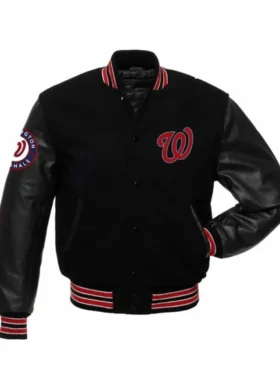 Washington Nationals Black Wool Varsity Jacket