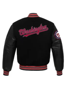 Washington Nationals Black Wool Varsity Jacket Back