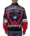 Washington Nationals Champions Full Snap Leather Jacket Back