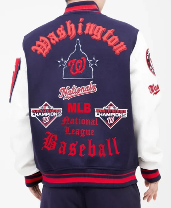 Washington Nationals Letterman Varsity Wool Jacket Back