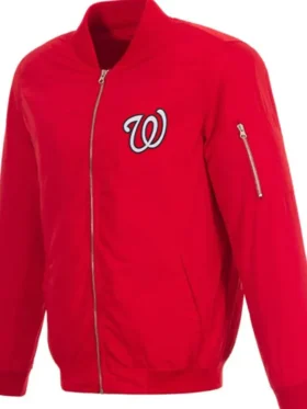 Washington Nationals Red Zipper Bomber Jacket