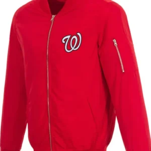 Washington Nationals Red Zipper Bomber Jacket