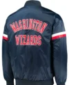 Washington Wizards Navy Blue Satin Bomber Jacket Back