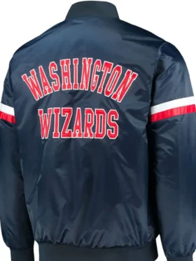 Washington Wizards Navy Blue Satin Bomber Jacket Back