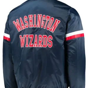 Washington Wizards Navy Blue Satin Bomber Jacket Back