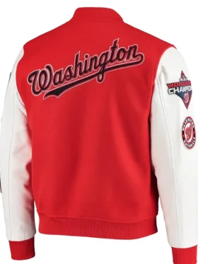 Washington Wizards Red And White Varsity Jacket Back