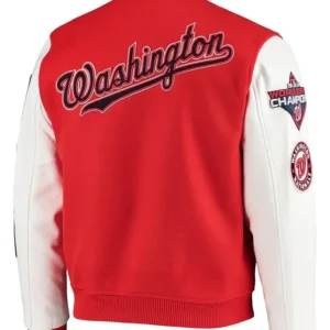 Washington Wizards Red And White Varsity Jacket Back