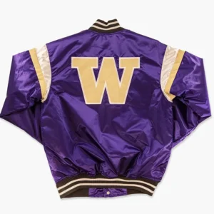 Washington Wizards Satin Purple Bomber Jacket Back