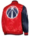 Washington Wizards Satin Red And Blue Bomber Jacket Back