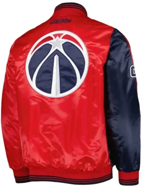 Washington Wizards Satin Red And Blue Bomber Jacket Back