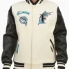 White And Black Marlins Varsity Jacket