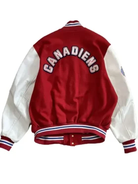 Willa Montreal Canadiens 1993 Red and White Varsity Jacket Back