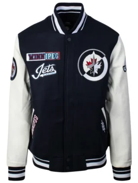 Winnipeg Jets Black and White Varsity Jacket