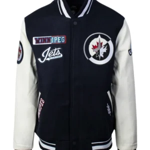 Winnipeg Jets Black and White Varsity Jacket