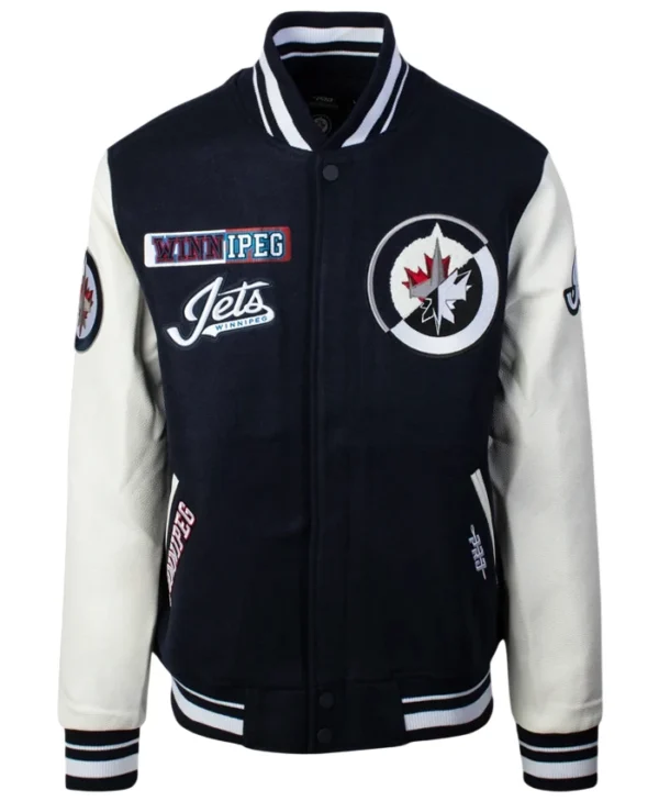 Winnipeg Jets Black and White Varsity Jacket