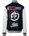 Winnipeg Jets Black and White Varsity Jacket Back