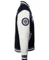 Winnipeg Jets Black and White Varsity Jacket Side