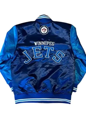 Winnipeg Jets Blue Satin Jacket Back