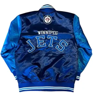 Winnipeg Jets Blue Satin Jacket Back